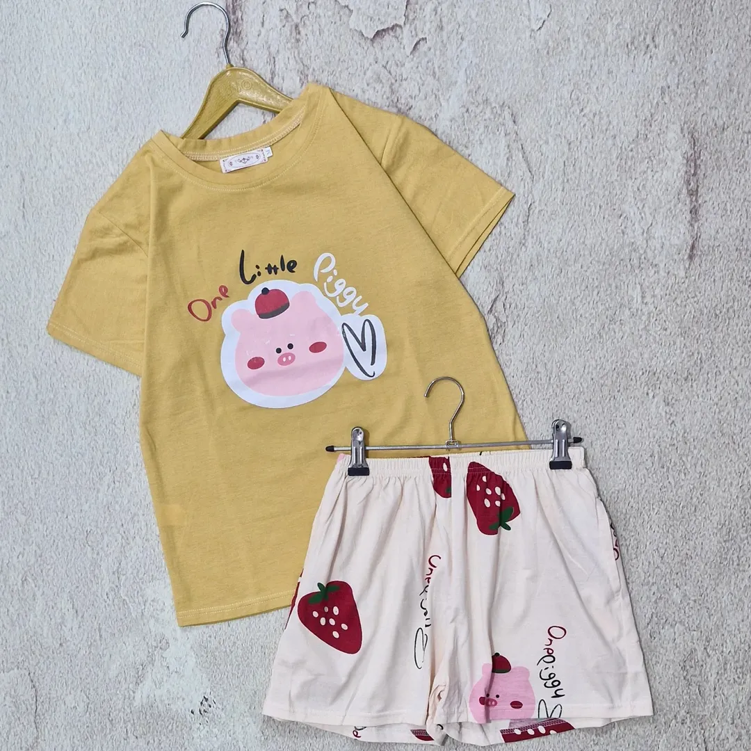 ست تیشرت شورتک فانتزی جنس نخ پنبه