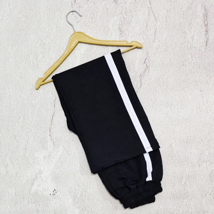 شلوار راسته چاکدار نواردوزی سوپر مشکی گلکسی