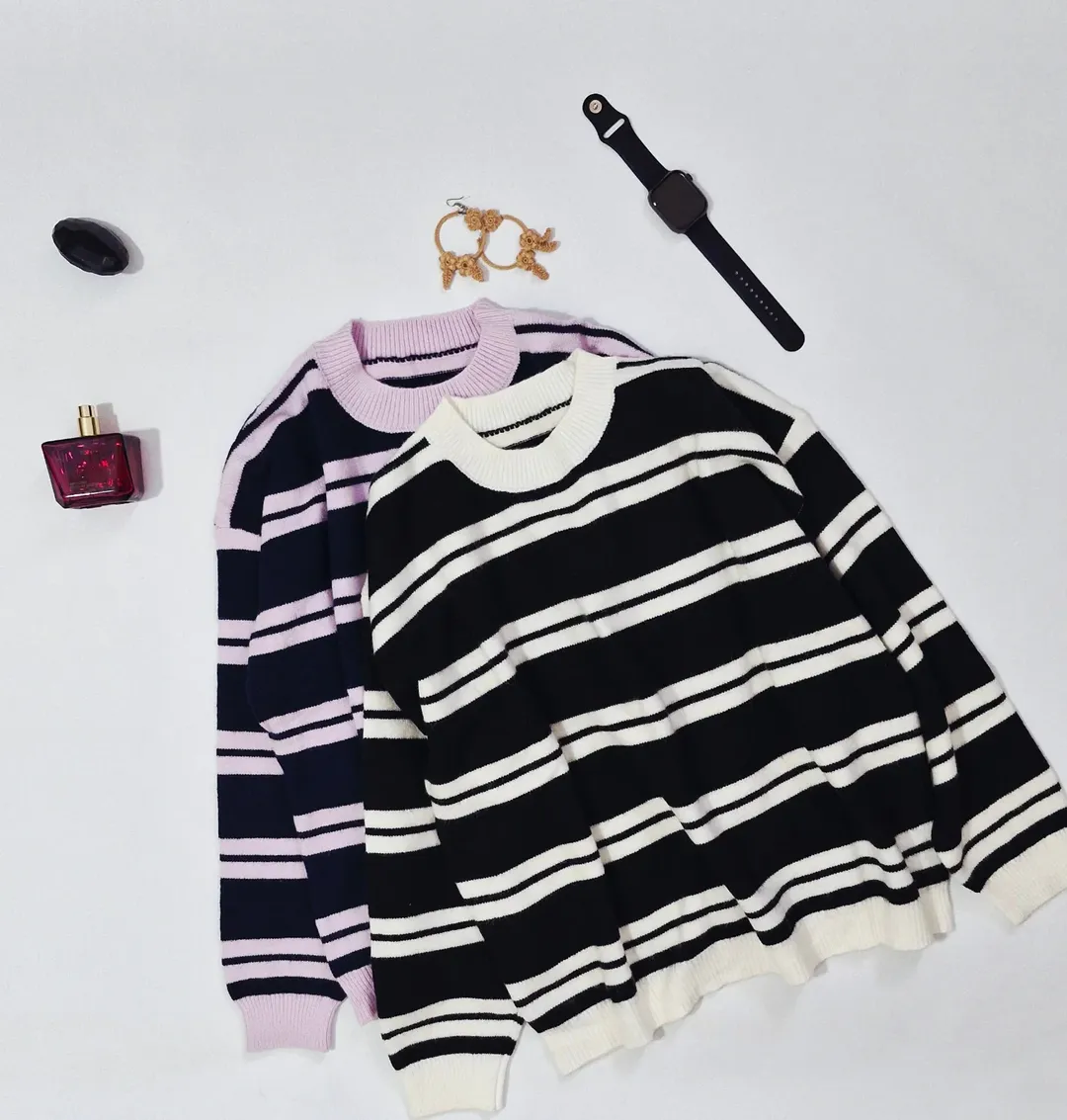 بلوز بافت زنانه پاییزی و زمستانی راه راه