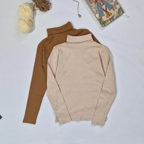 بلوز یقه اسکی زنانه پاییزی مدل کشبافت کبریتی جنس فانریپ