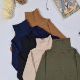 بلوز یقه اسکی زنانه پاییزی مدل کشبافت کبریتی جنس فانریپ